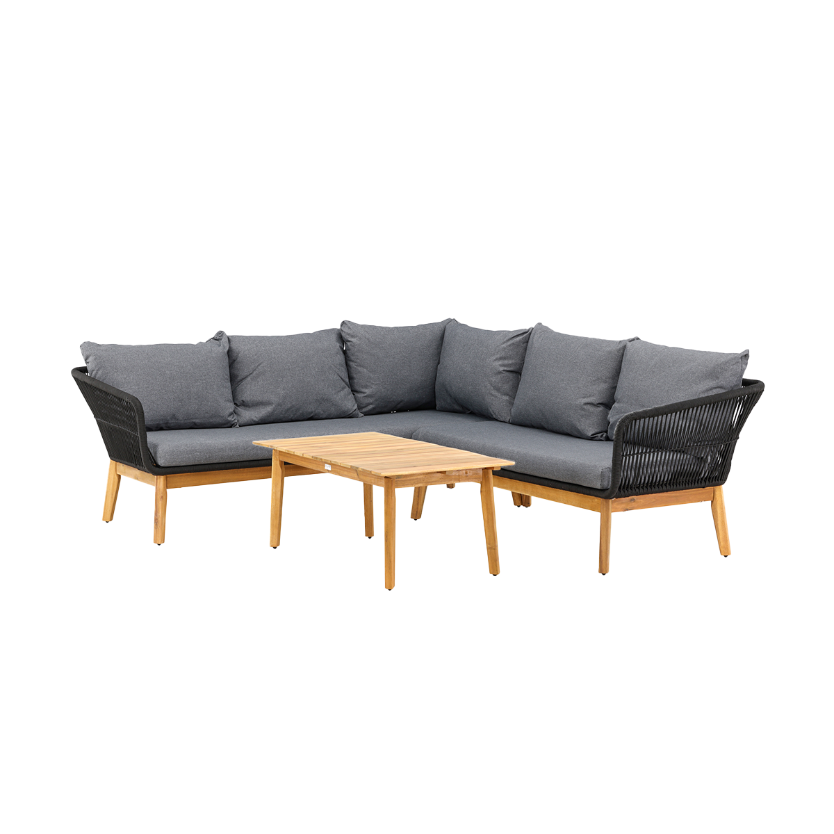 Nest outdoor Pam tuin loungeset grijs - hoekbank en salontafel - met zitkussens