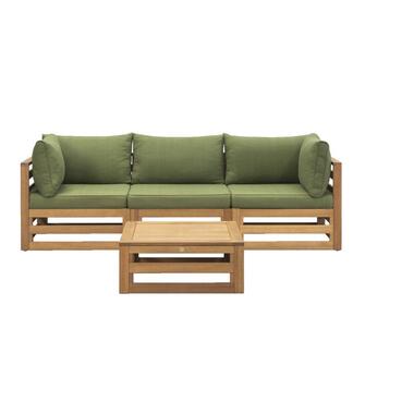 Leen Bakker Loungeset Clermont Brest - donkergroene kussens - 4-delig - V2