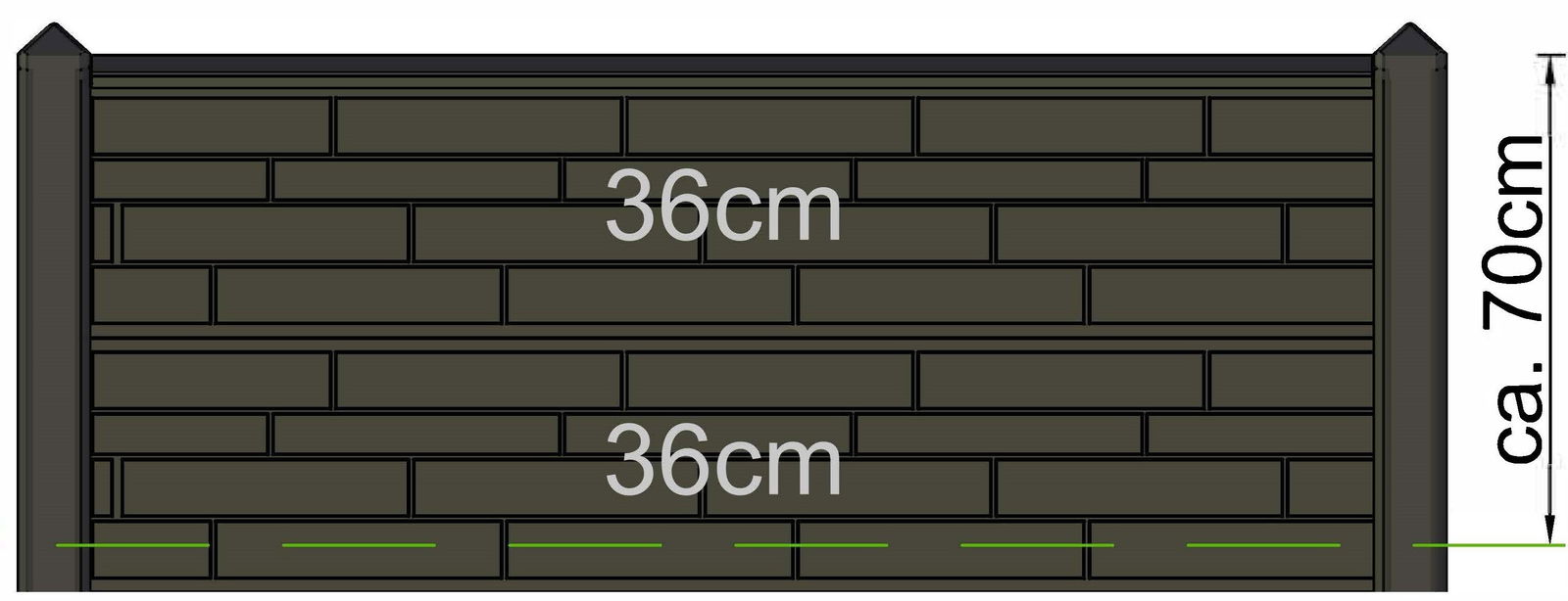 Tuindeco Berton borderpaal Hunze wit/grijs tussenmodel 145 cm  - 