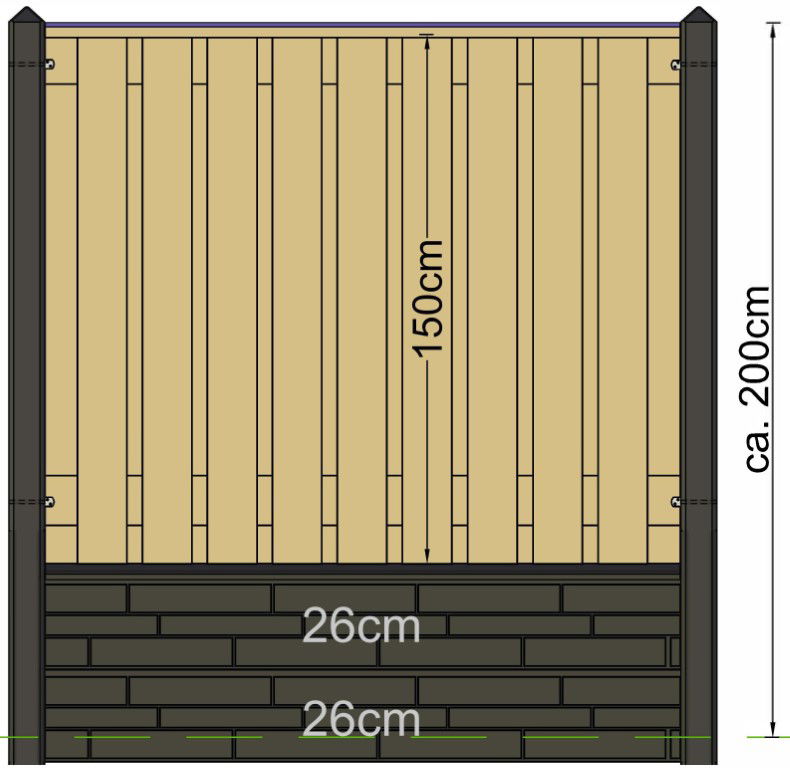 Tuindeco Berton paal Geul antraciet hoekmodel 280 cm  - 