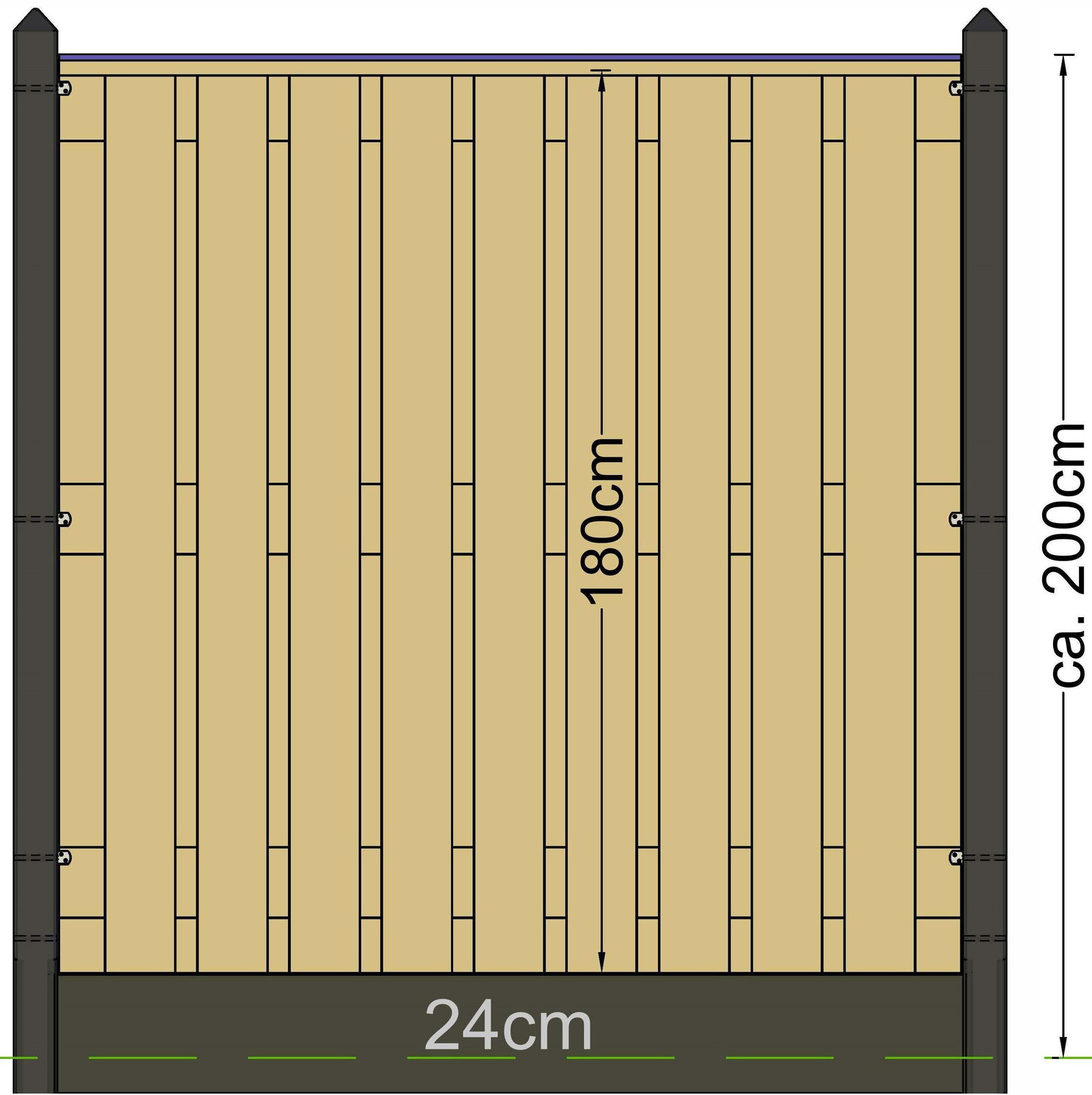 Tuindeco Berton paal Schelde antraciet gecoat tussenmodel 277 cm  - 