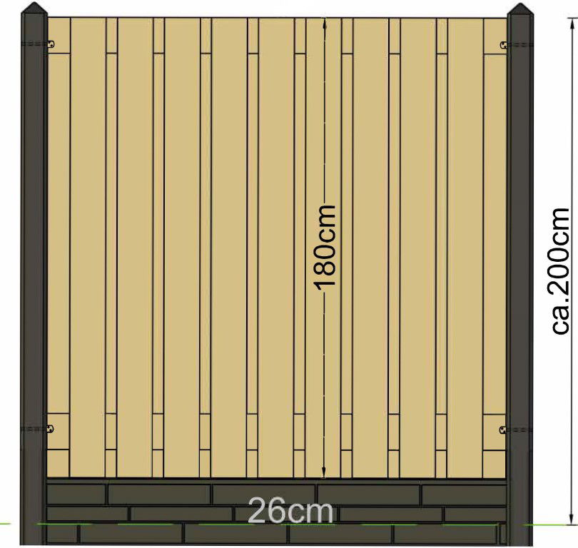 Tuindeco Berton paal Amstel antraciet hoekmodel 280 cm  - 