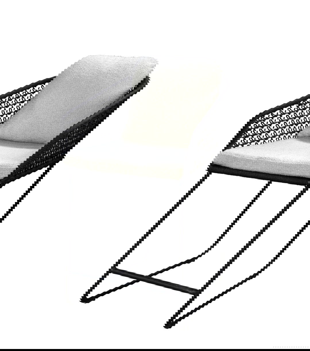 Bara high dining chair alu black/rope black/wool white AW incl. kussens - 