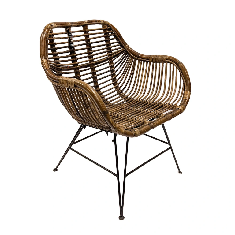 Van der leeden Rattan Iron Legs Dining Tuinstoel  - 