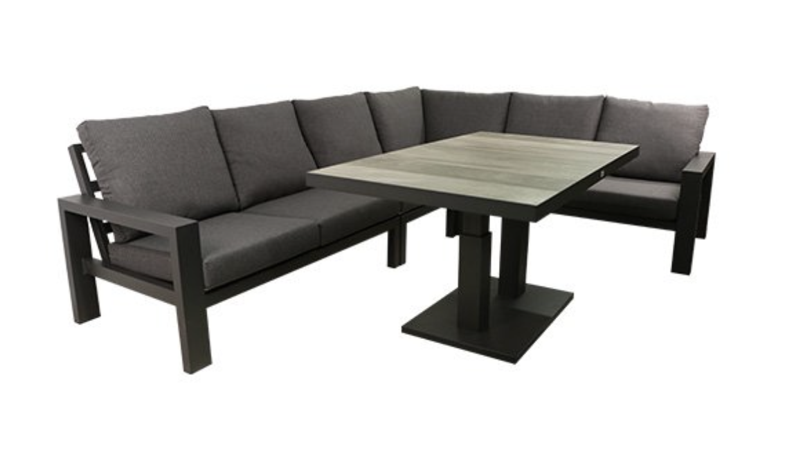 Driesprong collection Benton loungeset met hoogte verstelbare tafel 5 delig antraciet - 