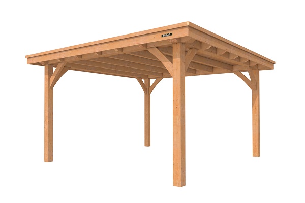 Van Kooten Tuin en Buitenleven Overkapping Excellent L 400x310 cm- Plat dak- Onbehandeld lariks Douglas hout- Woodvision