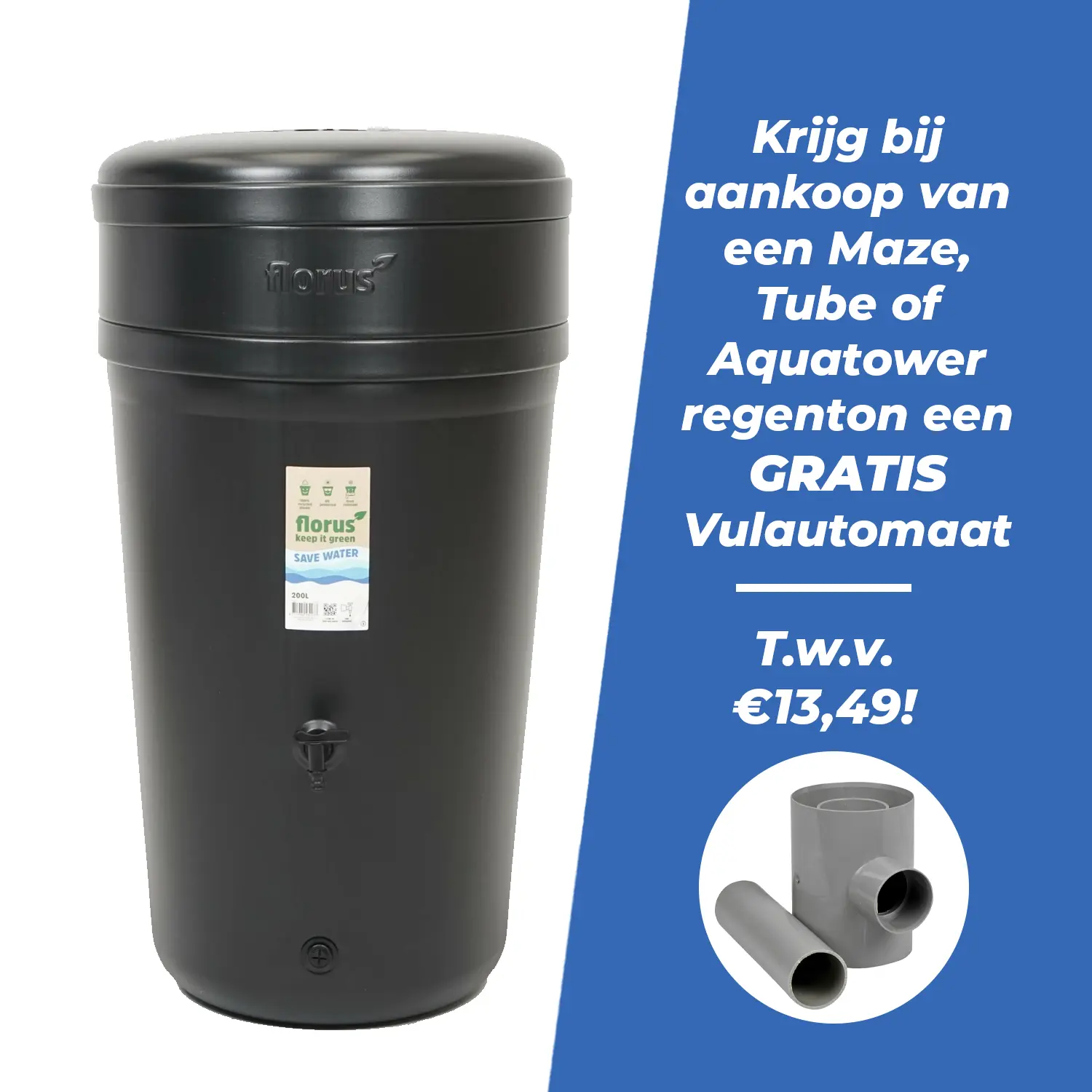 Elho Florus Regenton 200l zwart