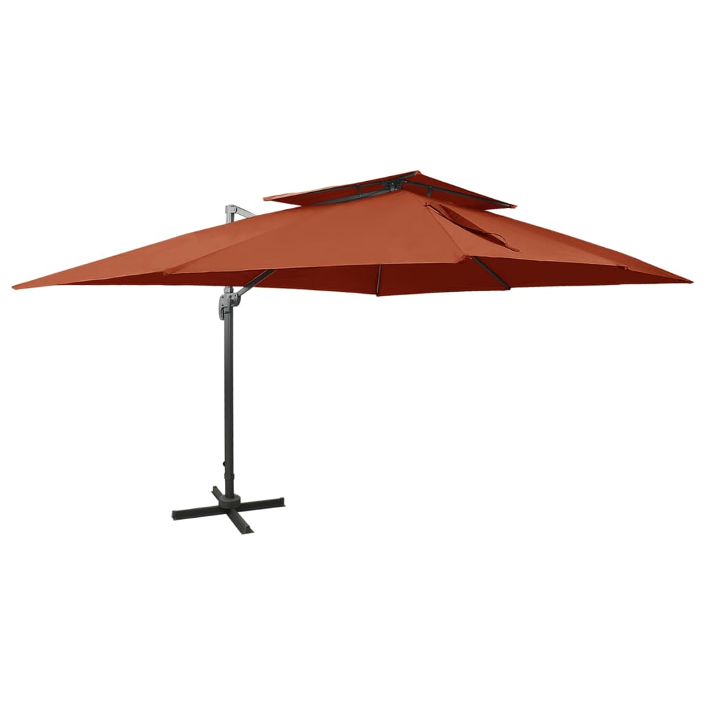 VidaXL Zweefparasol met dubbel dak 400x300 cm terracottakleurig