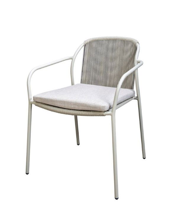 Yoi Vedella stackable dining chair without armrests aluminium salix/rope salix - 