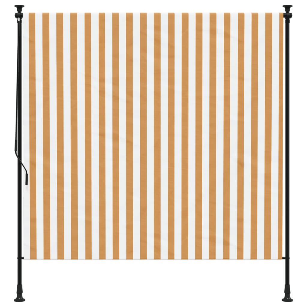 vidaXL Rolgordijn voor buiten 200x270 cm stof en staal oranje en wit