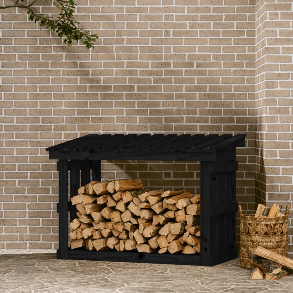 VidaXL Haardhoutrek 108x64,5x77 cm massief grenenhout zwart
