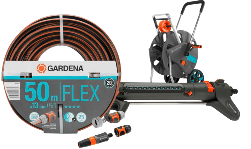 Gardena Comfort FLEX 50m CleverRoll M Small Sproeierpakket