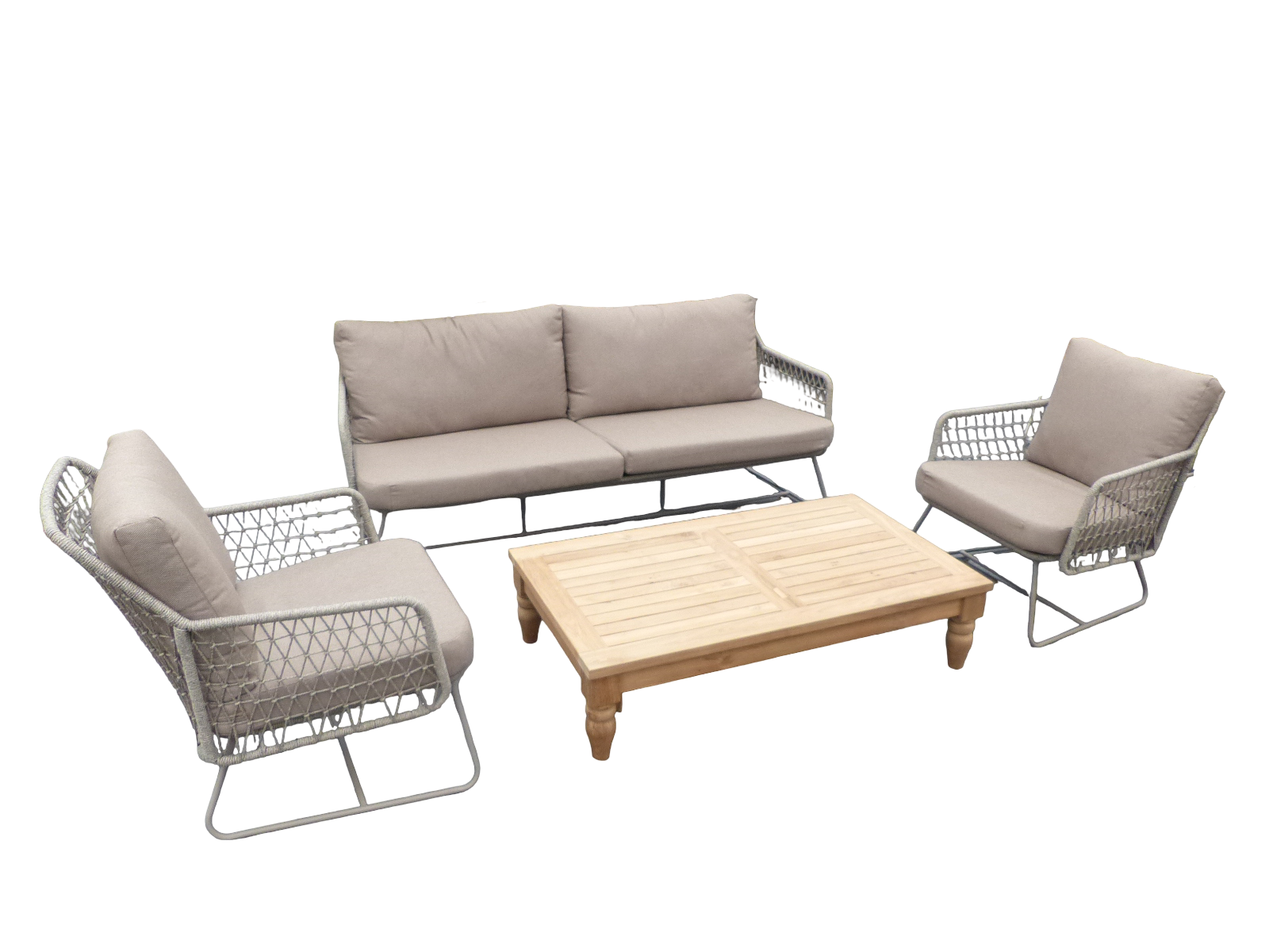 Eurofleur aanbieding Killeen loungeset zand/natural bruin incl. zand olefin kussens - 