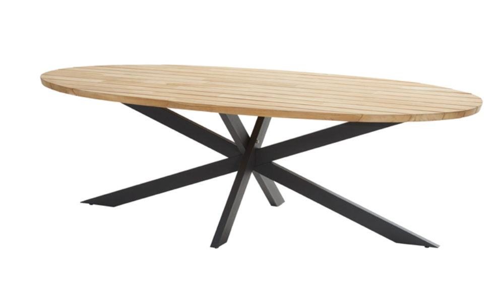Taste 4SO Prado Diningtafel Teak Antracite Ellipse 240 x 115 cm - 