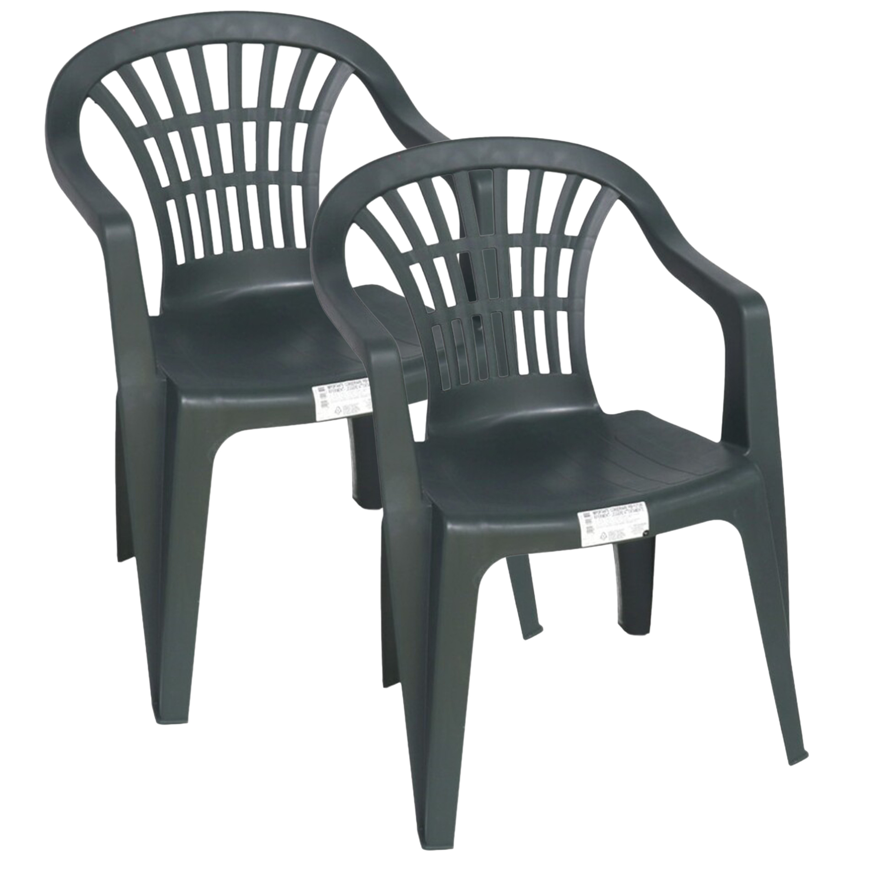 Gerimport Stoel voor buiten/binnen - 6x - tuinstoelen - donkergroen - 50 x 54 x 76 cm - stevig kunststof -
