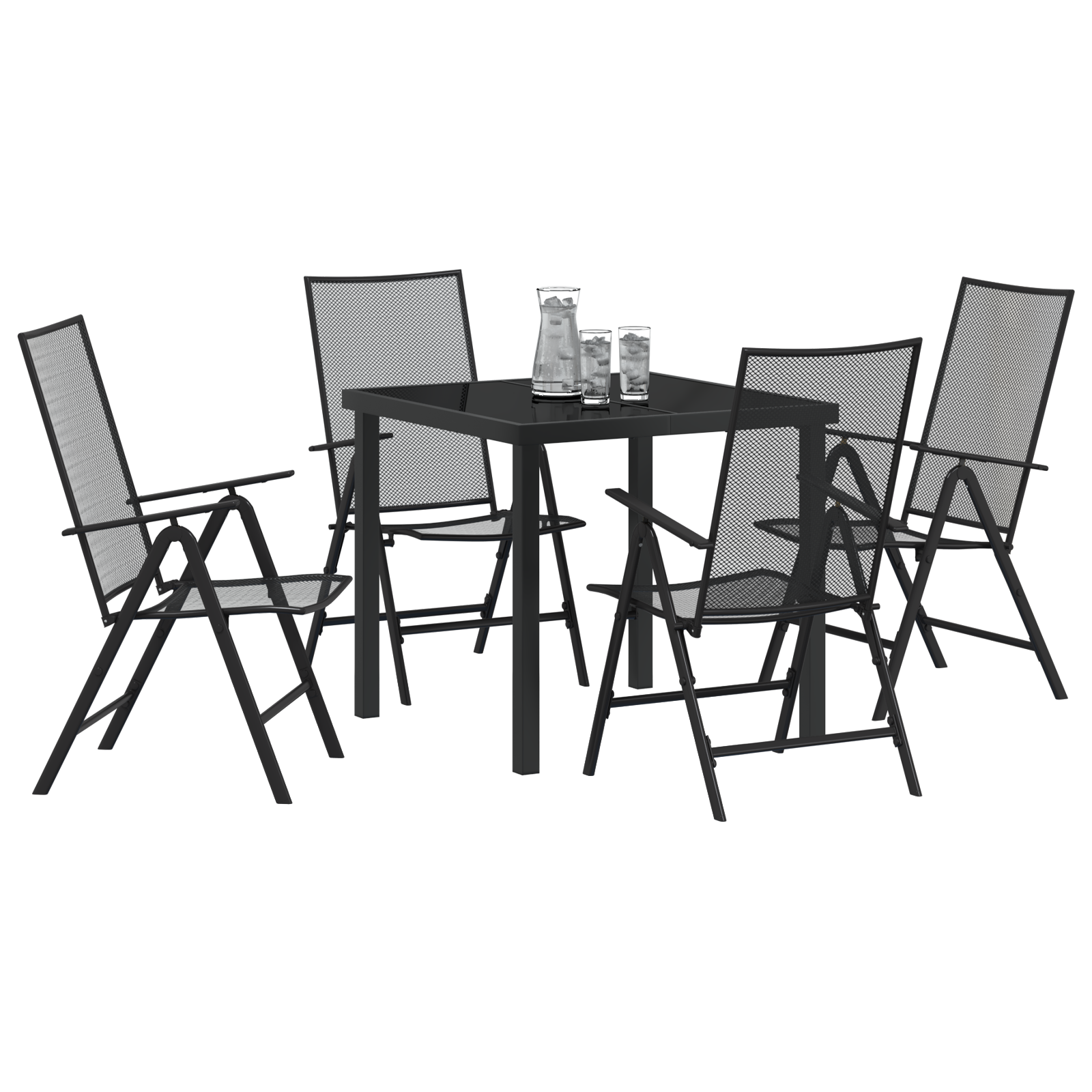 vidaXL 5-delige Tuin Eetset in antraciet staal