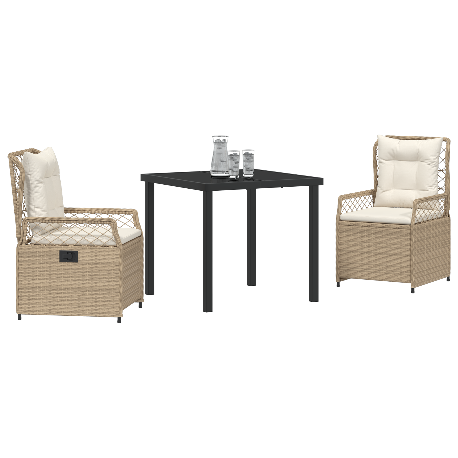 vidaXL 3-delige Tuin Eethoek Beige Poly Rattan