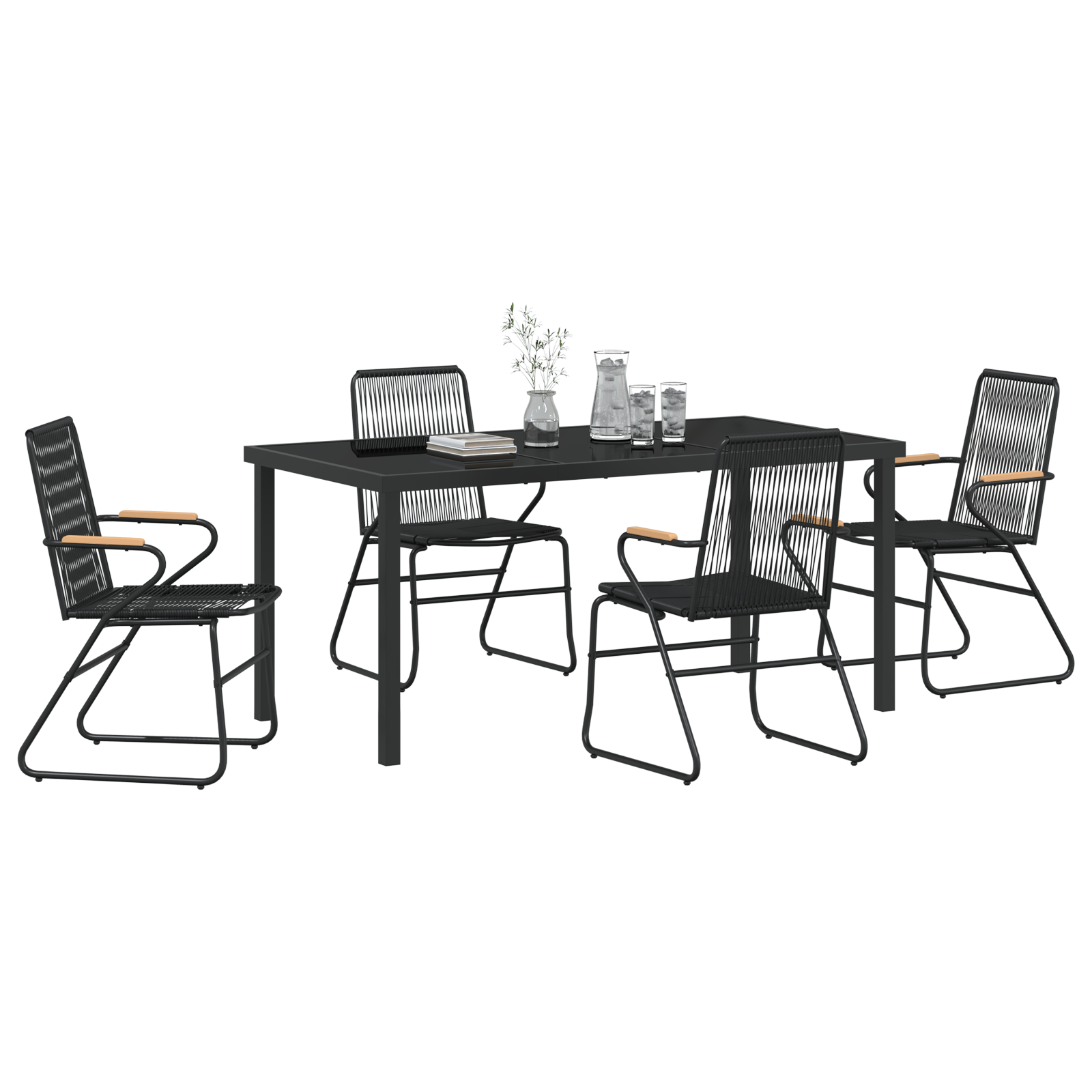 vidaXL 5-delige Tuinset Zwart PVC Rattan