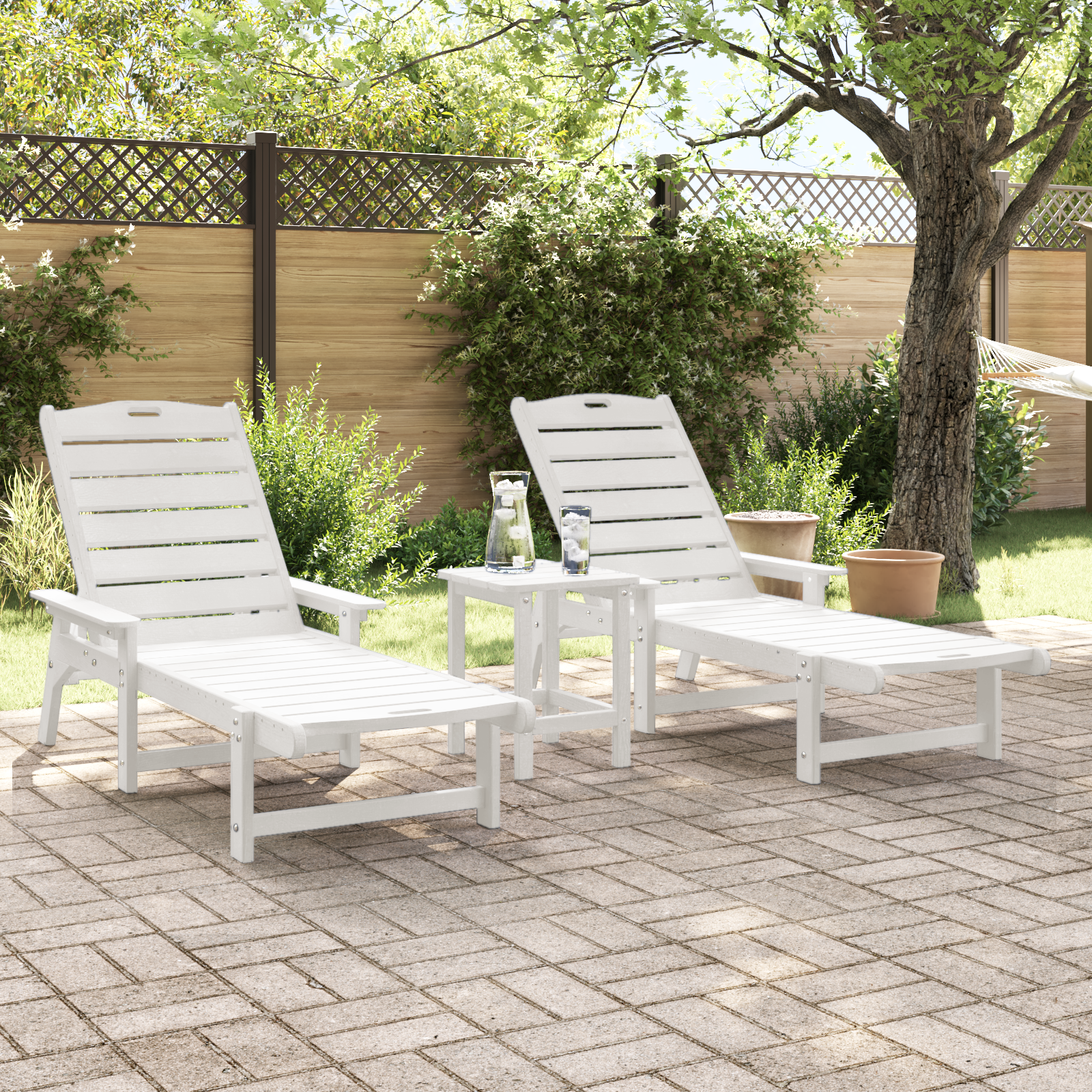 vidaXL Ligbedden 2 stuks Wit 162x53x98,5 cm HDPE