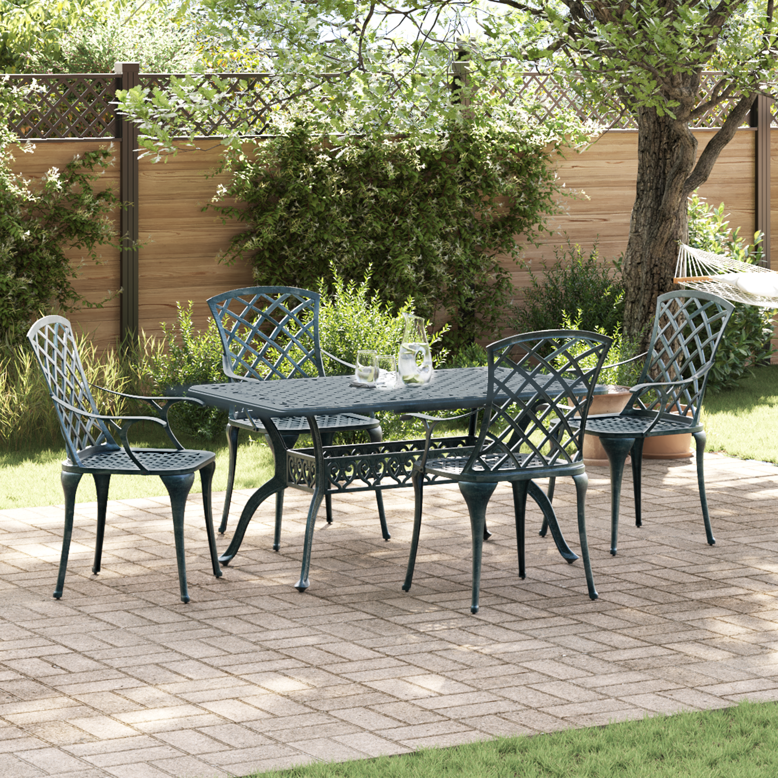 vidaXL Tuinstoelen 4 st stapelbaar gietaluminium groen