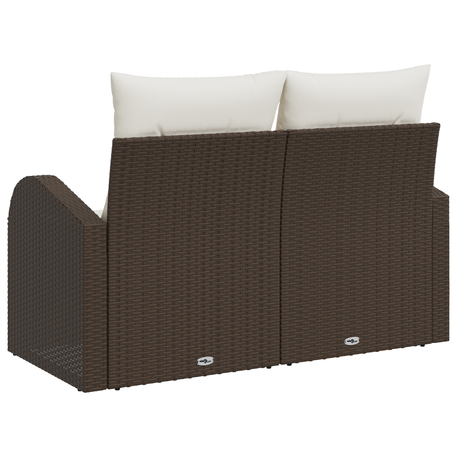 vidaXL Tuinbank 2-zits met opbergruimte en kussens poly rattan bruin