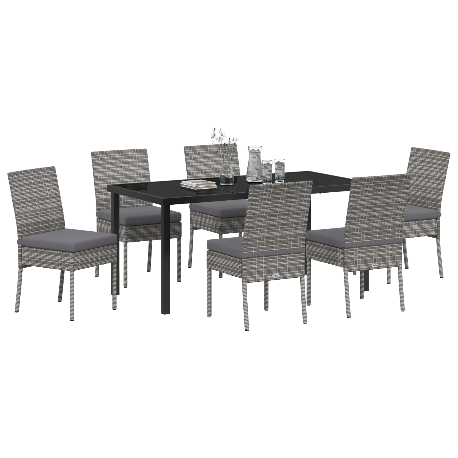 vidaXL 7-delige Tuin Eetset Grijs Poly Rattan