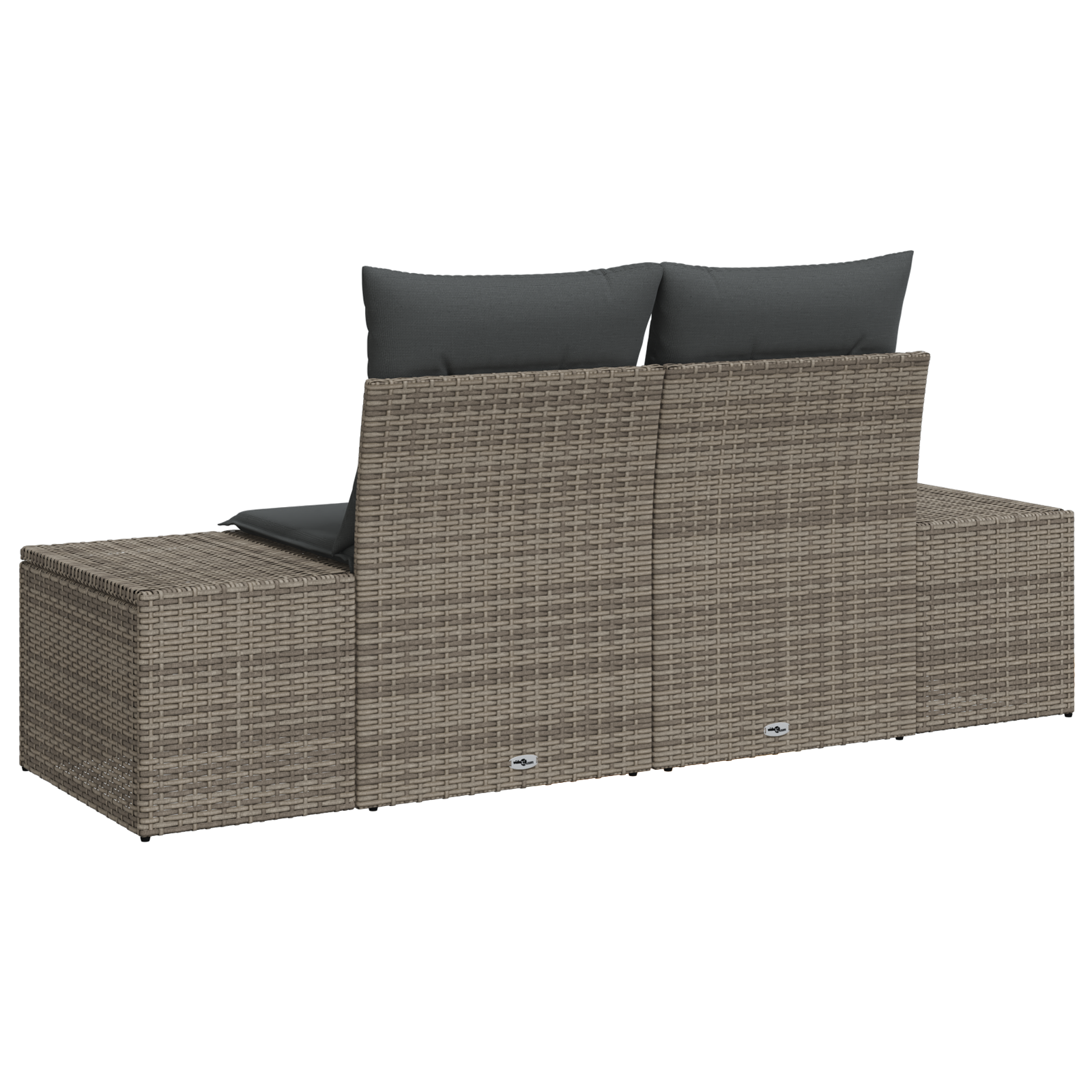 vidaXL Tuinbank 2-zits met kussens poly rattan grijs