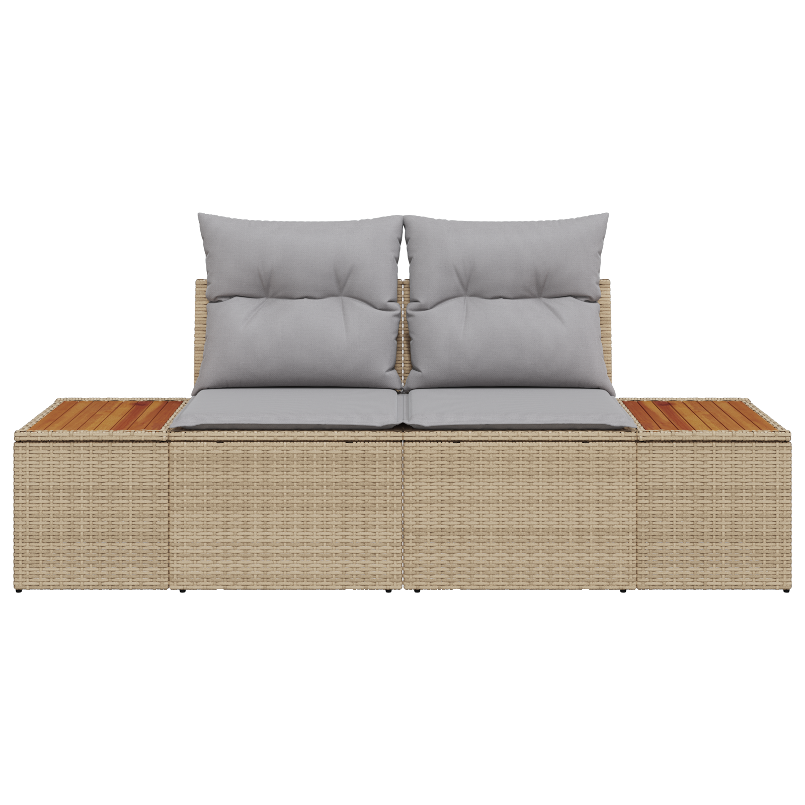 vidaXL Tuinbank 2-zits met opbergruimte en kussens poly rattan beige