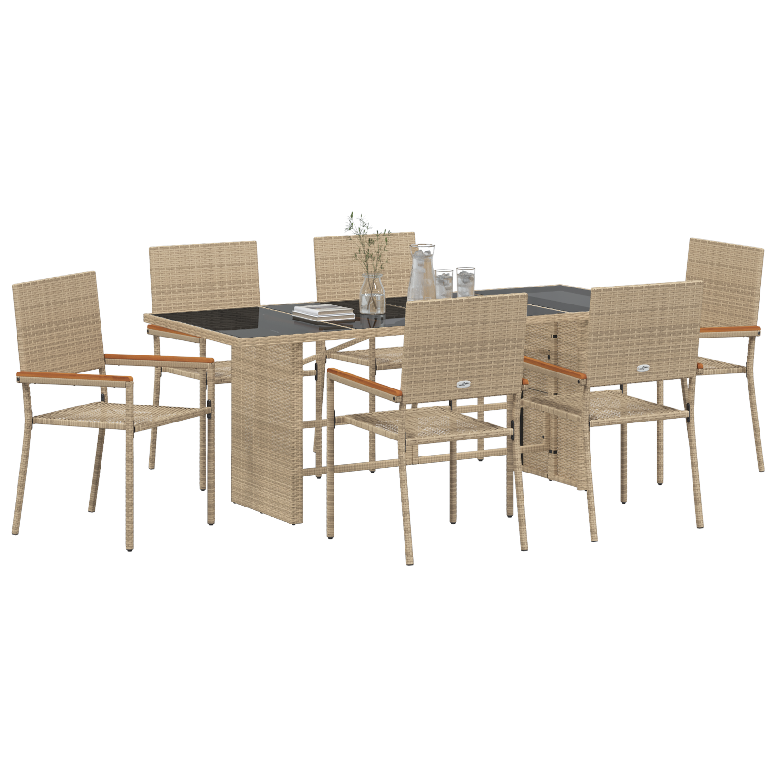 vidaXL 7-delige Tuinset poly rattan beige