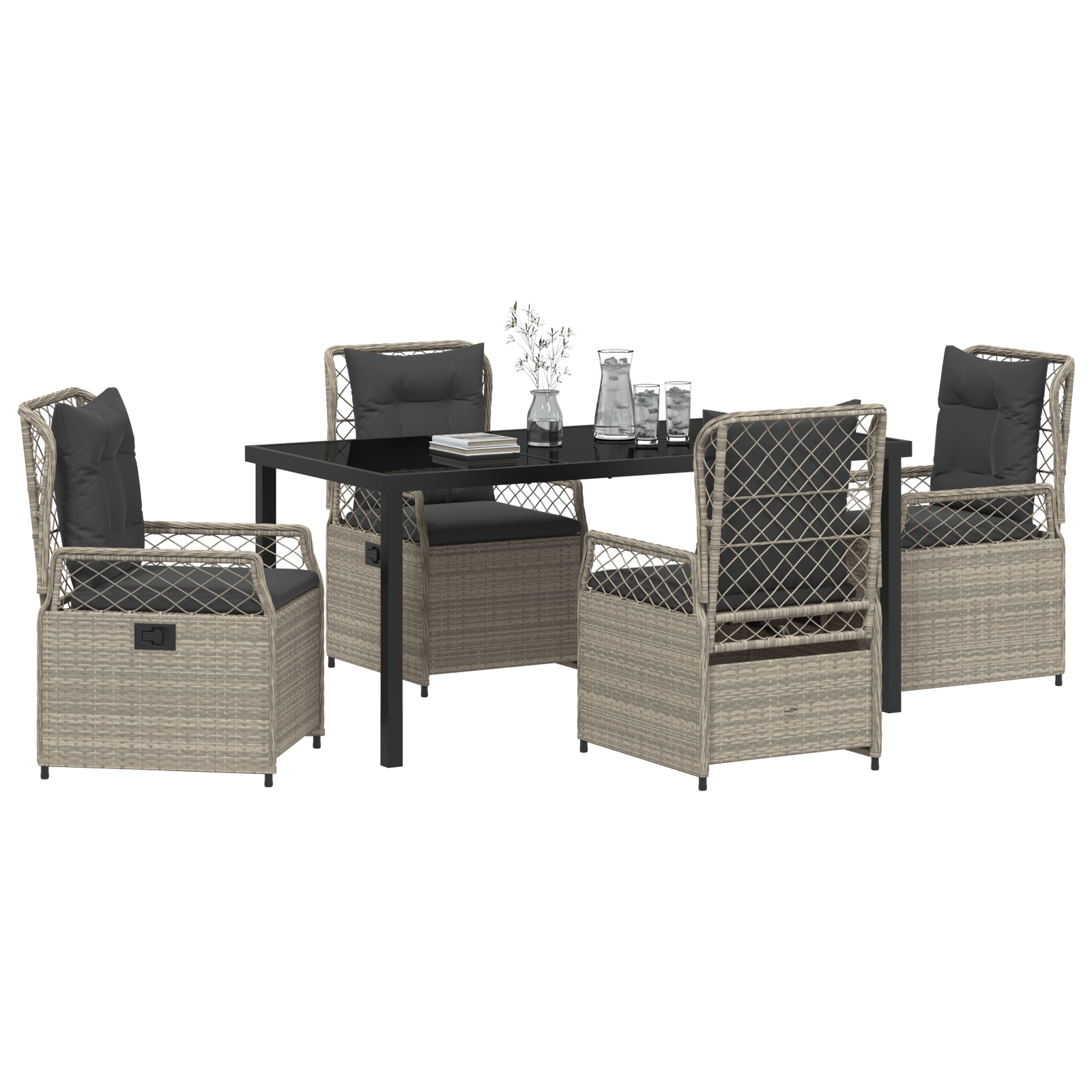 vidaXL 5-delige Tuinset Lichtgrijs Poly Rattan