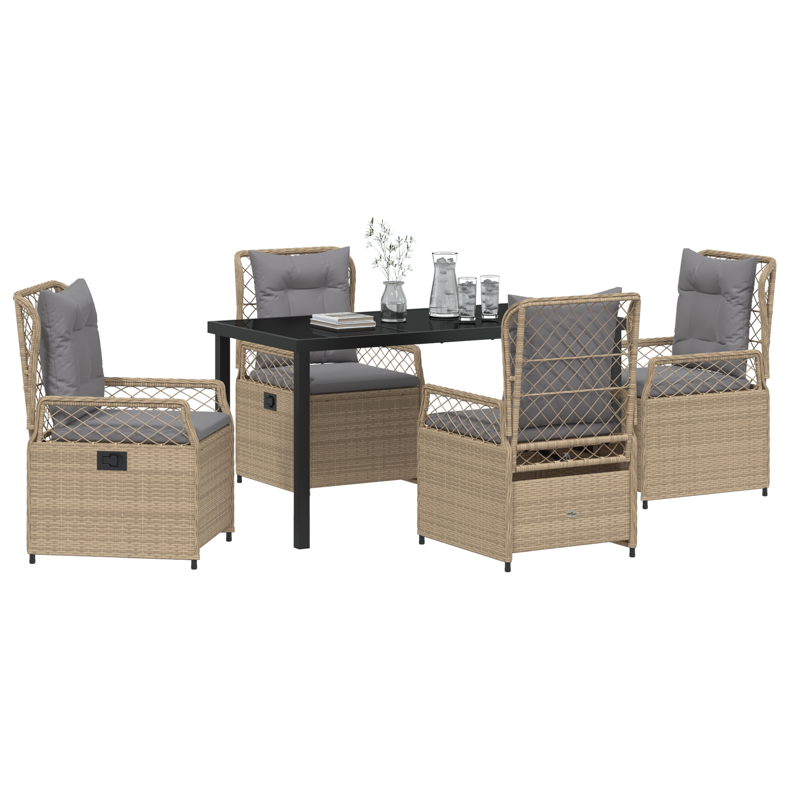 vidaXL 5-delige Tuin Eetset Beige Poly Rattan
