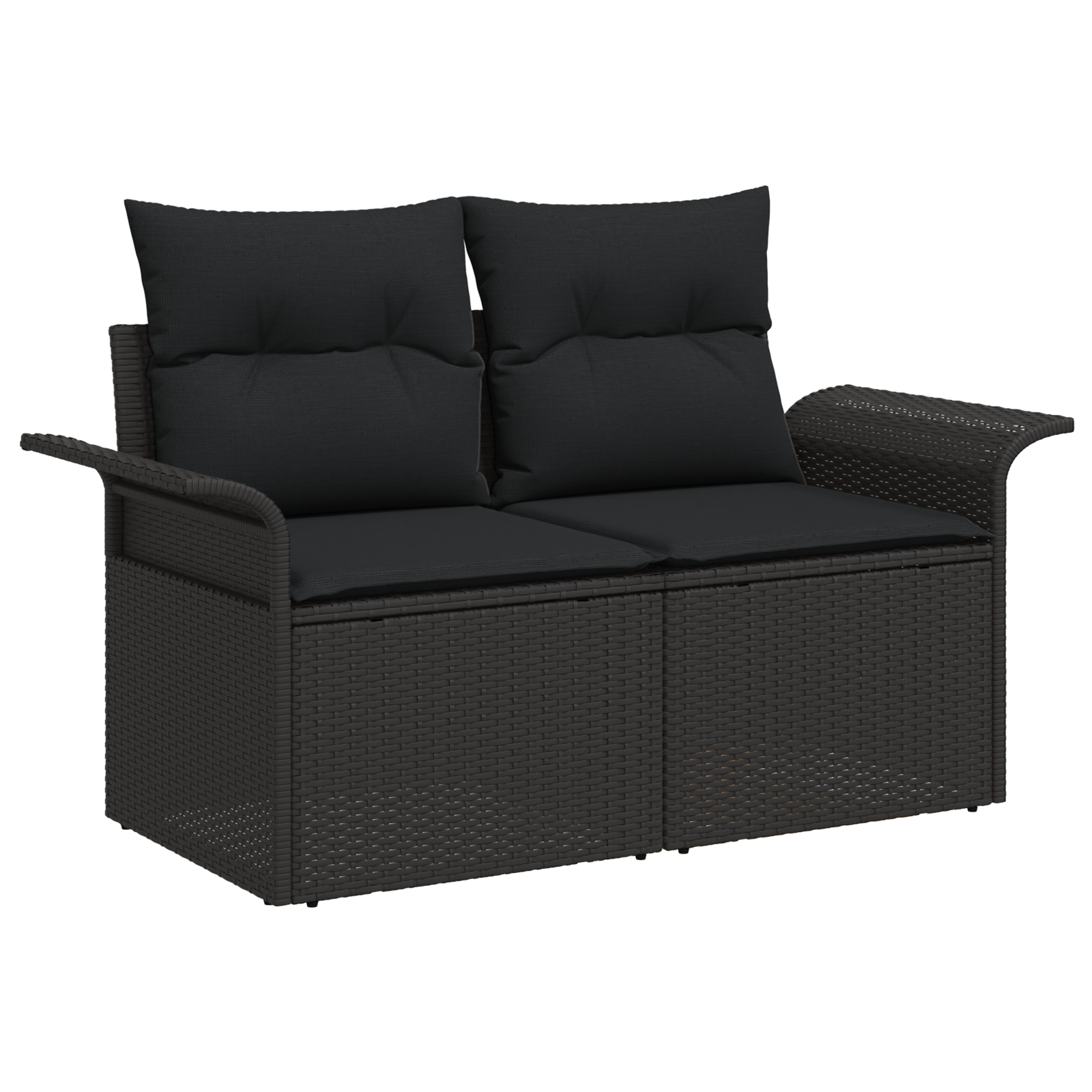 vidaXL 7-delige tuinset met kussens Zwart Poly Rattan