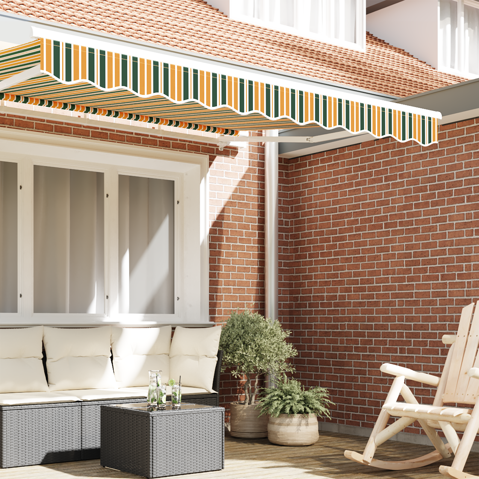 vidaXL Luifel Valance voor 2.5 m Frame Groen en Geel 2.3x0.2 m