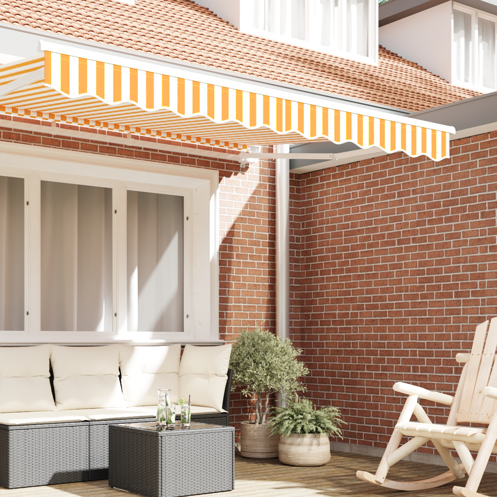 vidaXL Luifel Valance voor 2.5 m Frame Geel en Wit 2.3x0.2 m