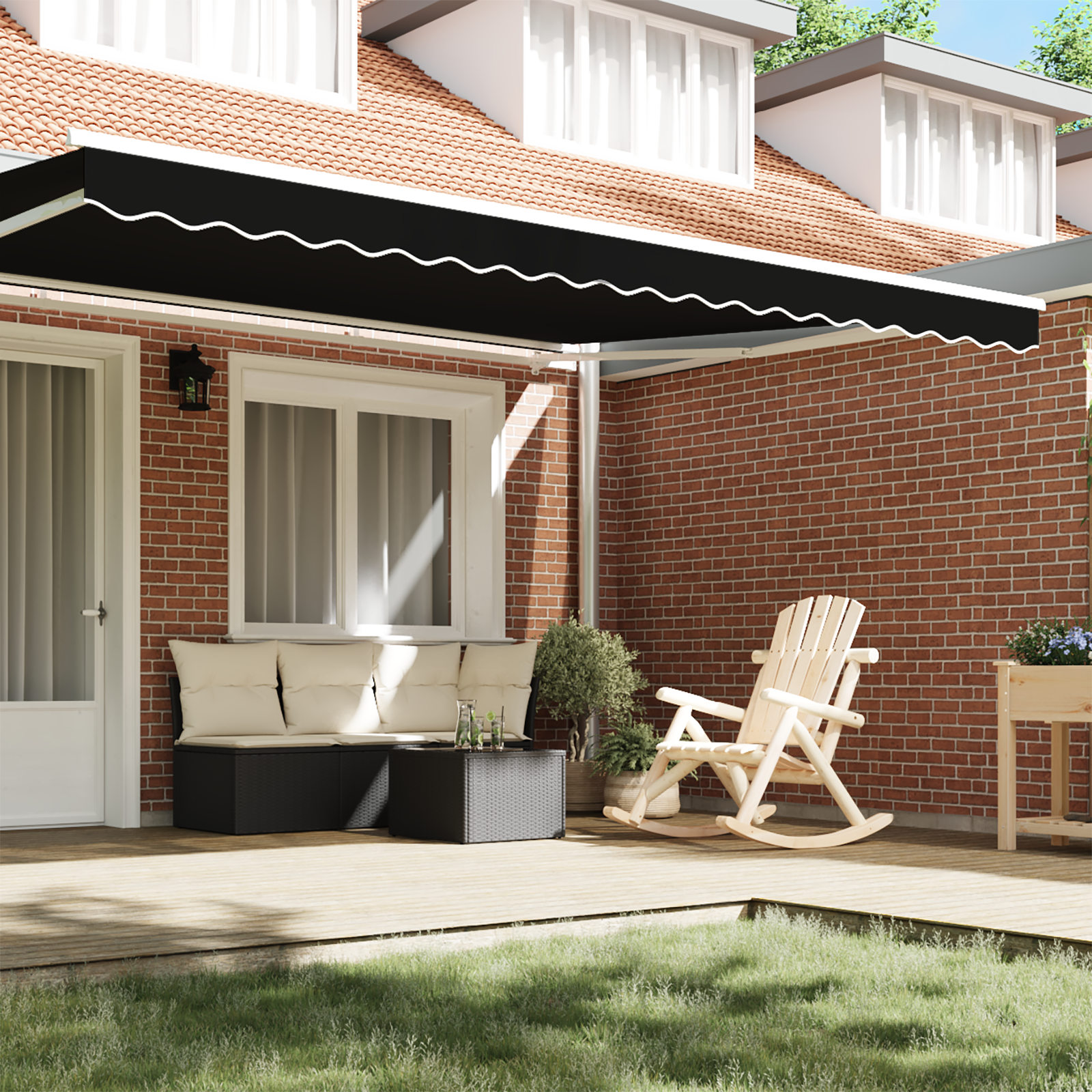 vidaXL Luifel Valance voor 4,5 m Frame Zwart 4,3x0,2 m