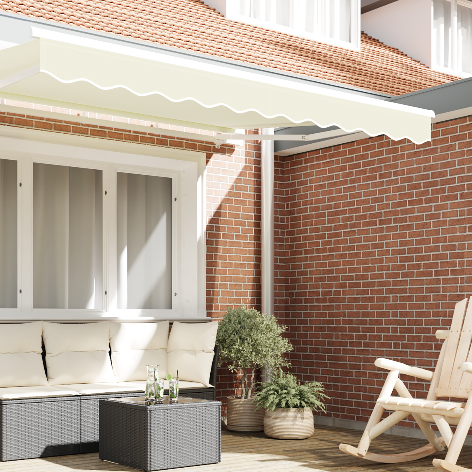 vidaXL Luifellamellen voor 2.5 m Frame Crème 2.3x0.2 m