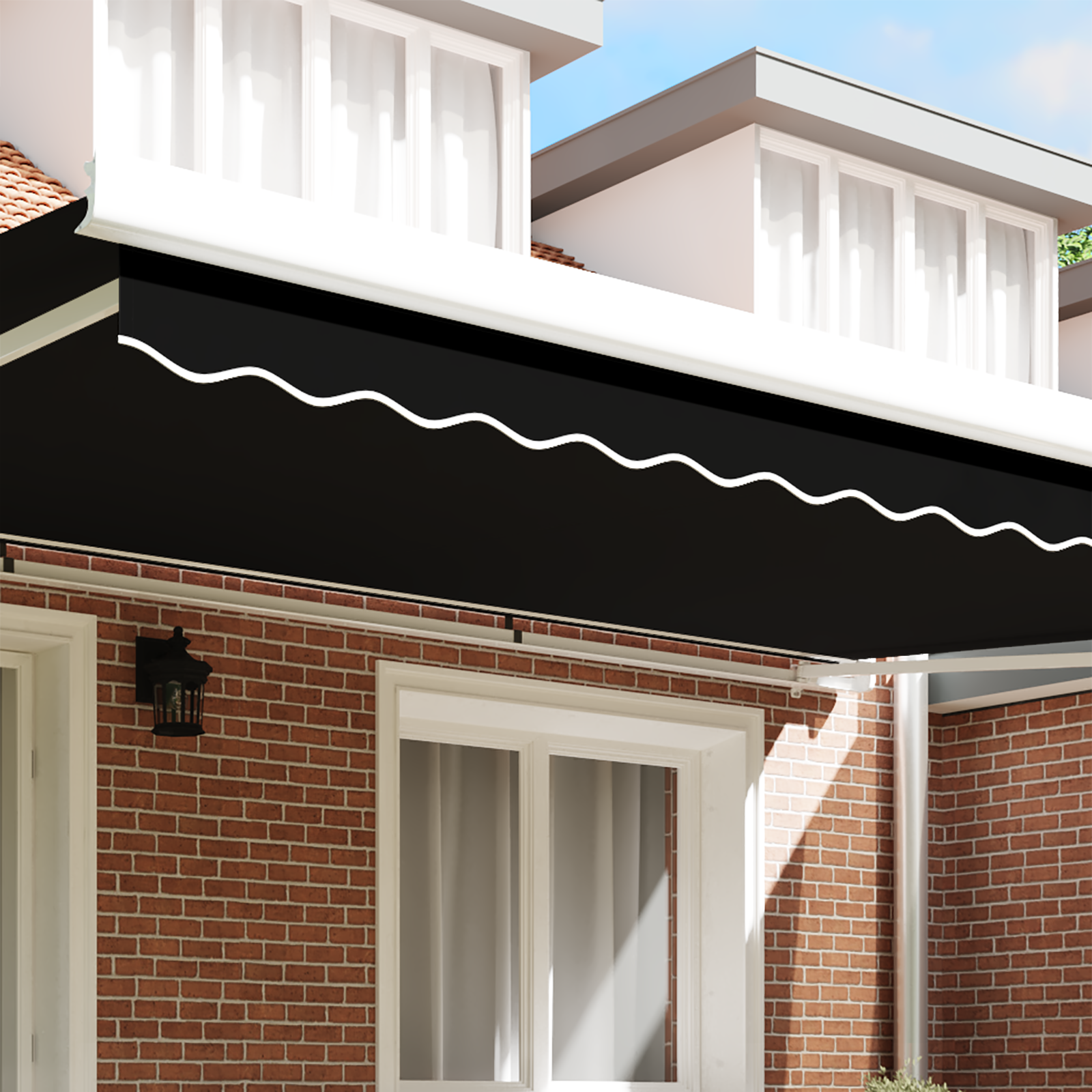vidaXL Luifel Valance voor 5 m Frame Zwart 4.8x0.2 m