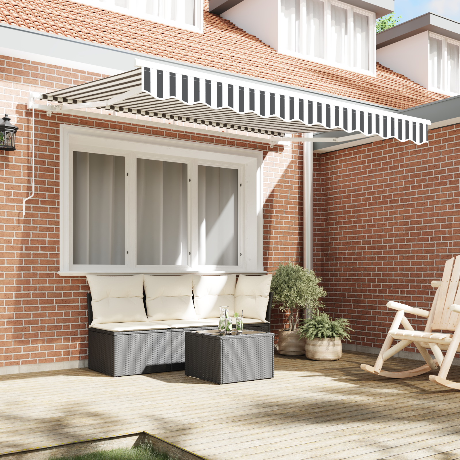 vidaXL Luifel vervangstof voor 3.5x2 m frame Anthraciet en Wit