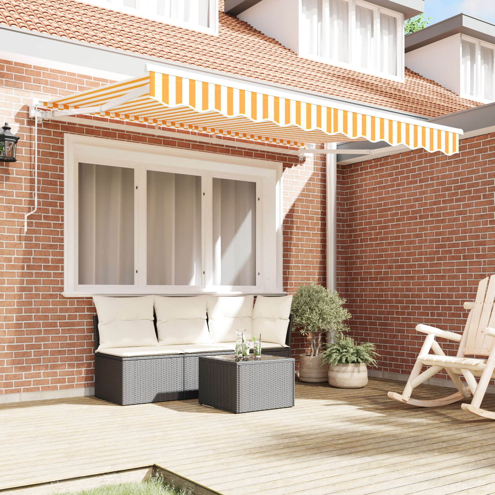 vidaXL Luifelstof voor 3.5x2 m frame Geel en Wit