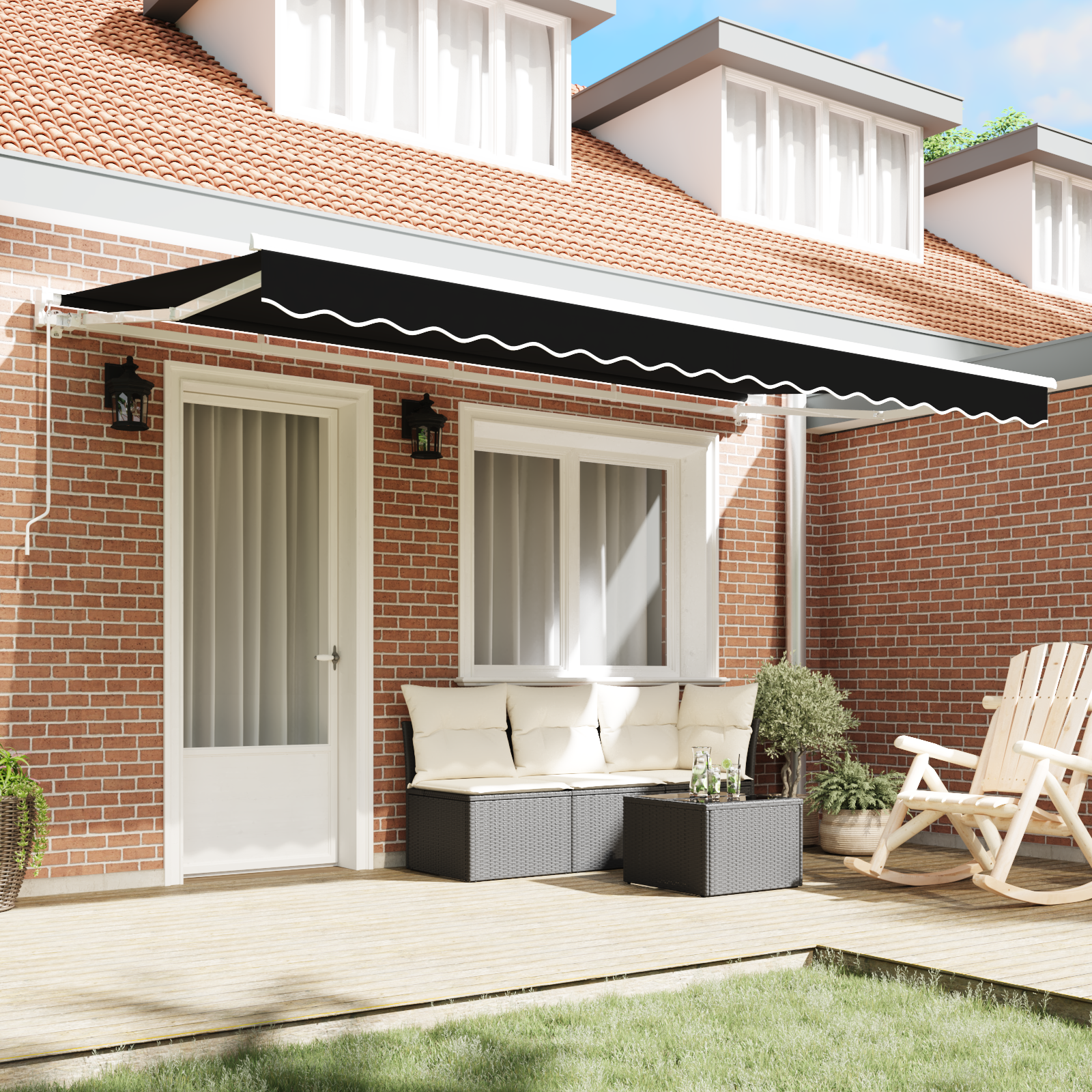 vidaXL Luifel vervangende stof voor 4x2 m Frame Zwart