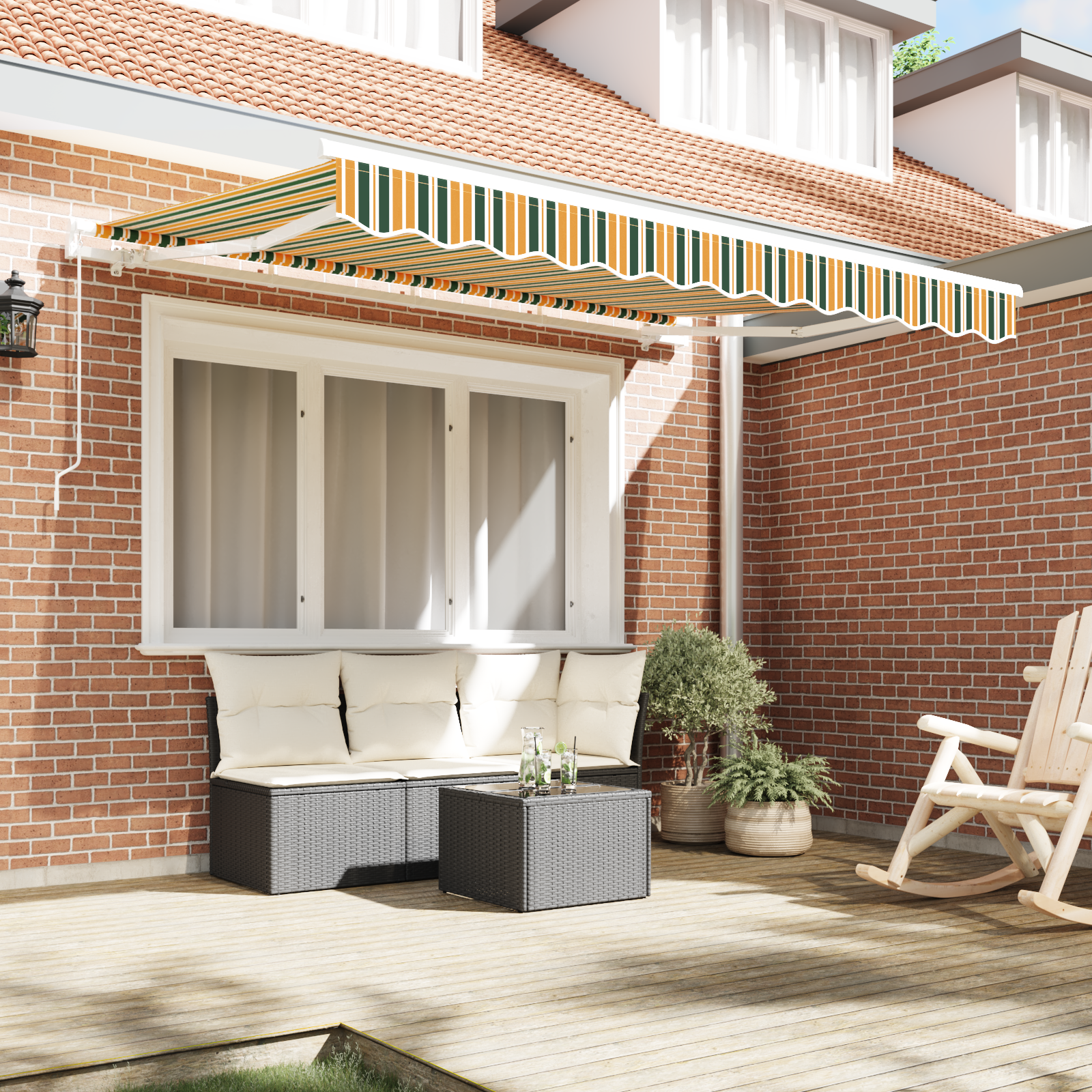 vidaXL Luifel Vervangende Stof voor 3x2.5 m Frame Groen en Geel