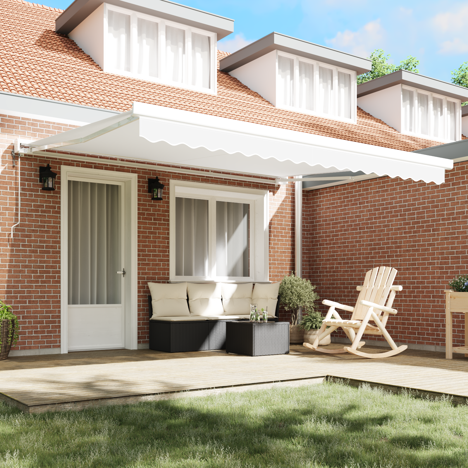 vidaXL Luifelvervangingsstof voor 4x3 m frame Wit
