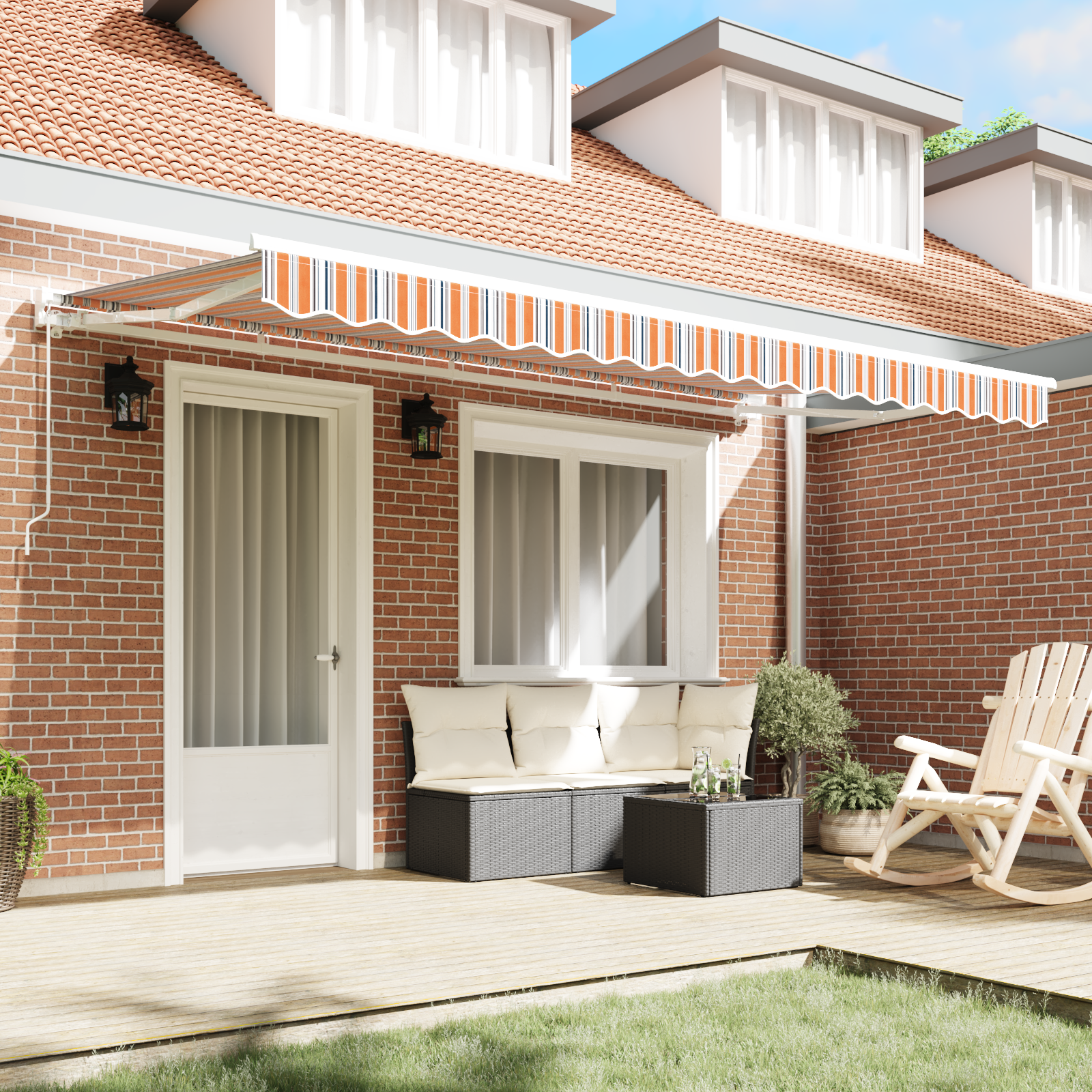 vidaXL Luifel Vervangende Stof voor 4x2 m Frame Multicolor Streep