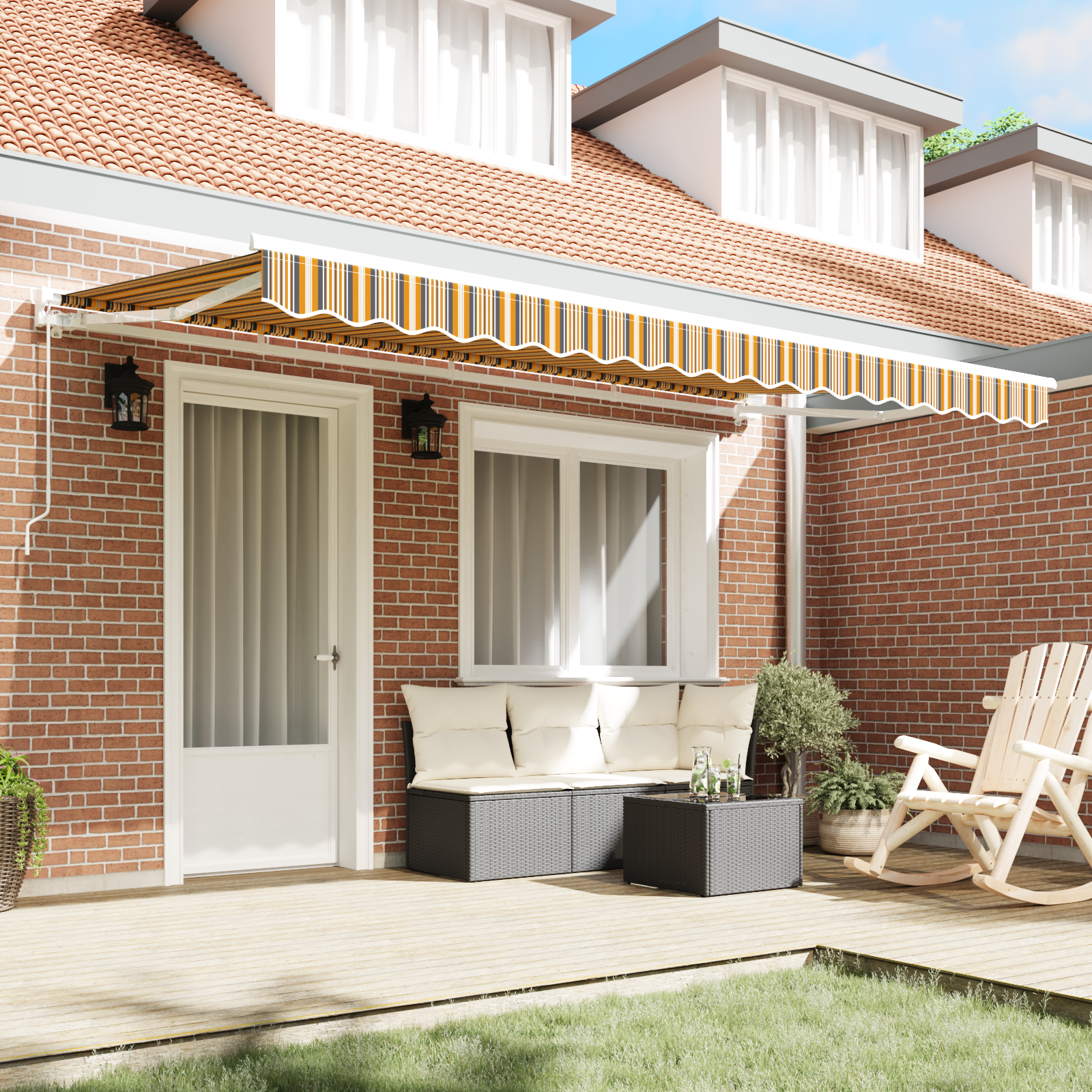 vidaXL luifel vervangstof voor 4x2 m frame multicolor streep