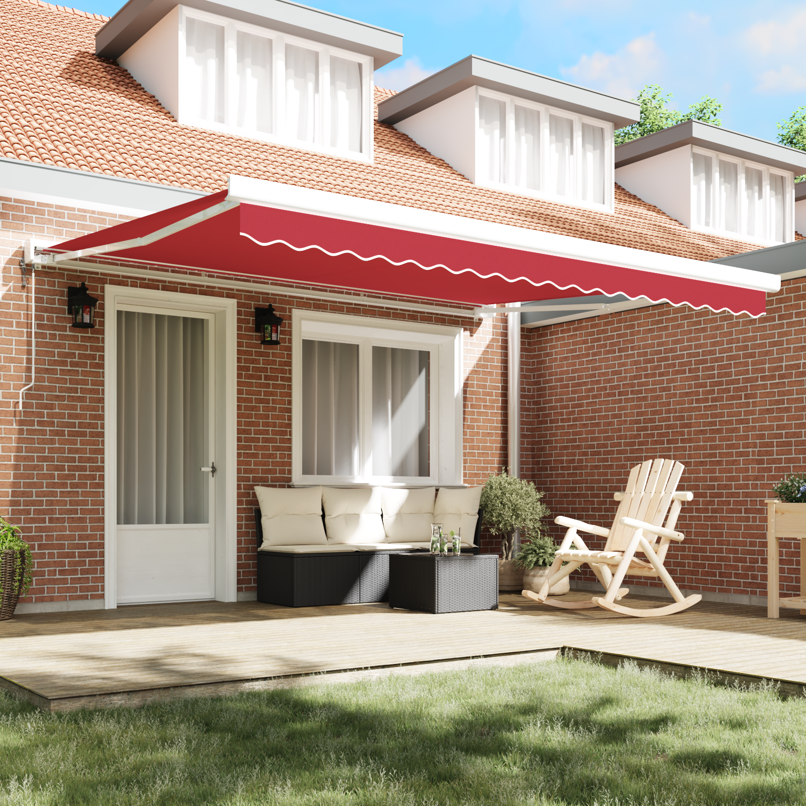 vidaXL vervangende stof voor zonnescherm voor 4x3 m frame Rood