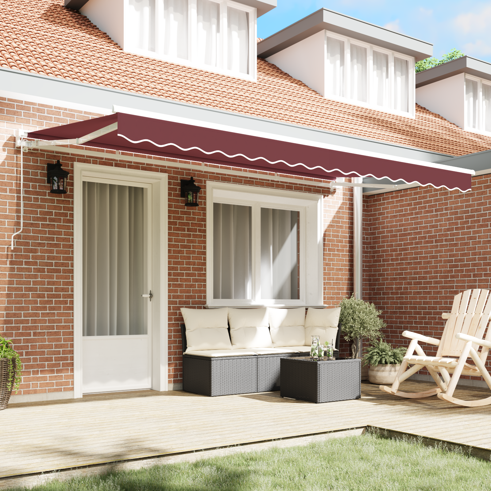 vidaXL Vervangende Luifelstof voor 4x2 m Frame Bordeauxrood
