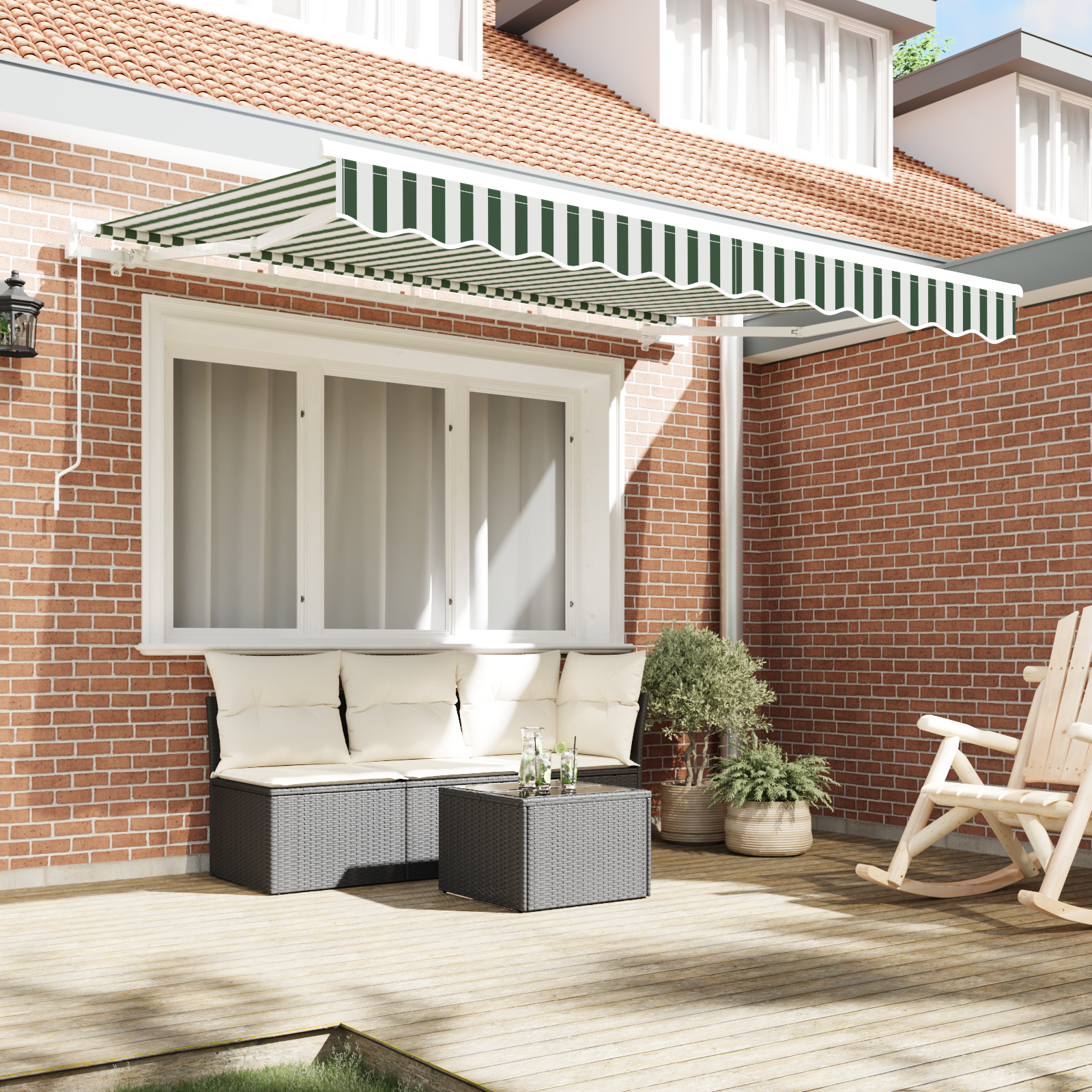 vidaXL Luifel Vervangstof voor 3.5 x 2.5 m Frame Groene en Witte
