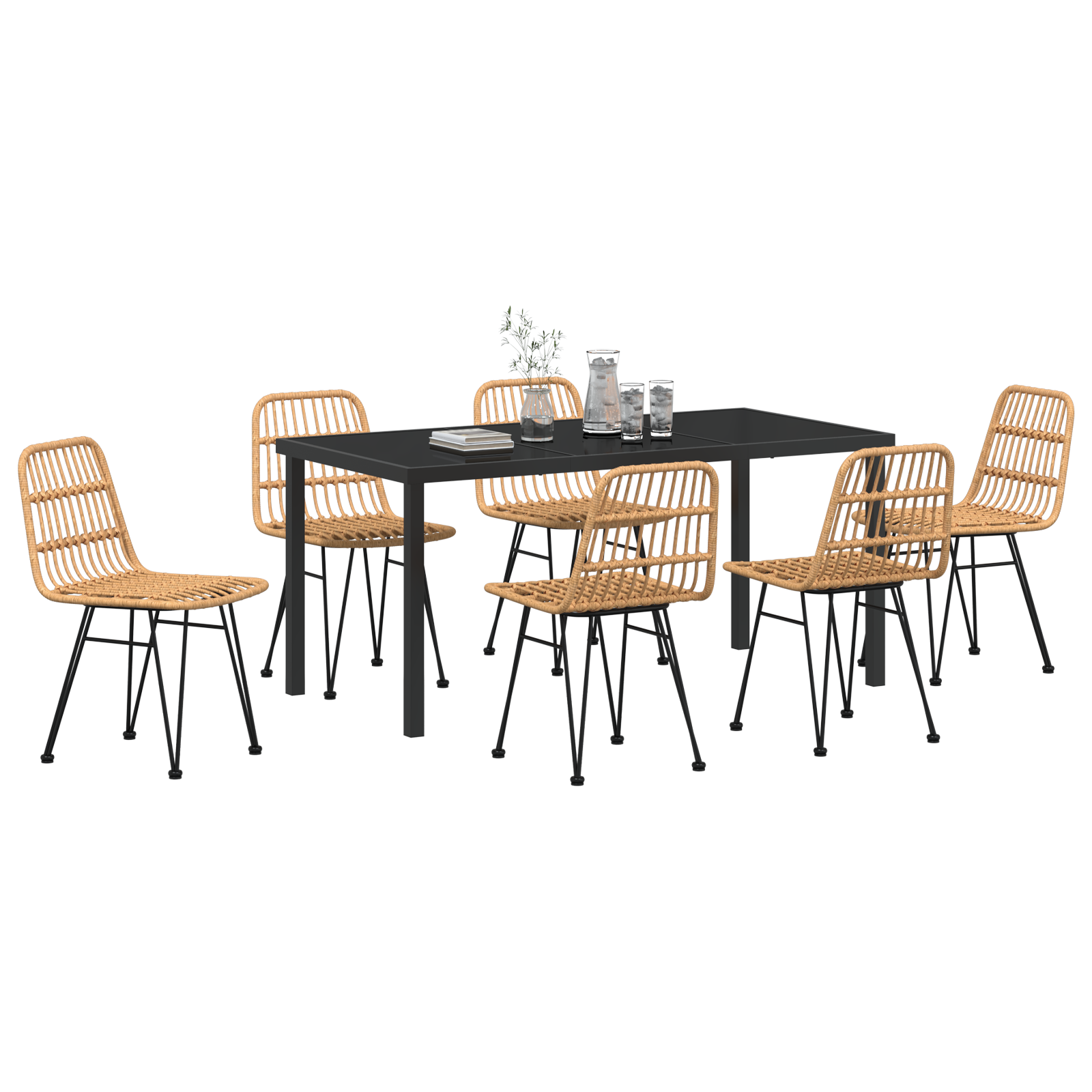 vidaXL 7-delige Tuin Eetset Bruin Poly Rattan