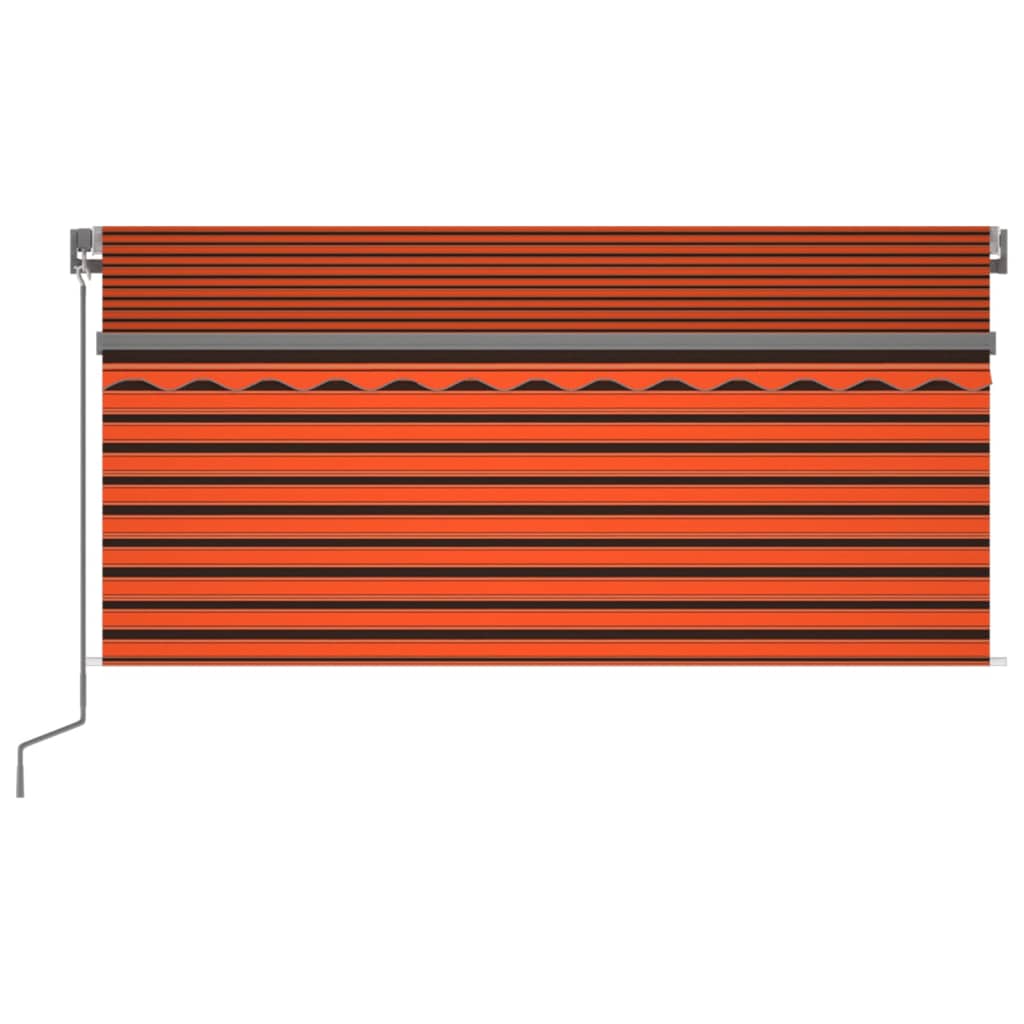 vidaXL Luifel handmatig uittrekbaar gordijn LED 3,5x2,5 m oranje bruin
