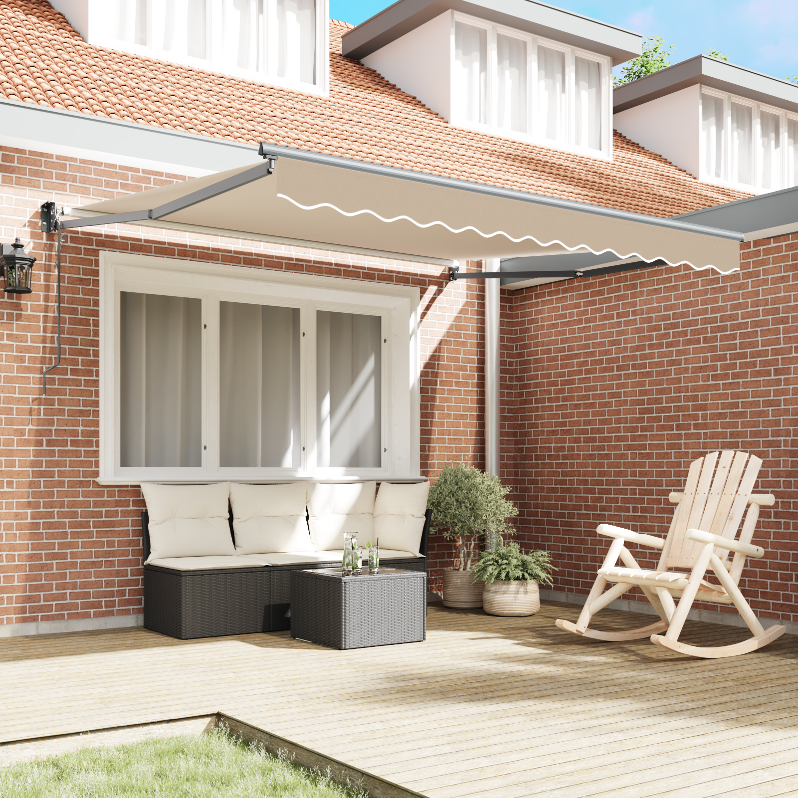 vidaXL Automatisch Uittrekbaar Ligbed Beige 300x250 cm